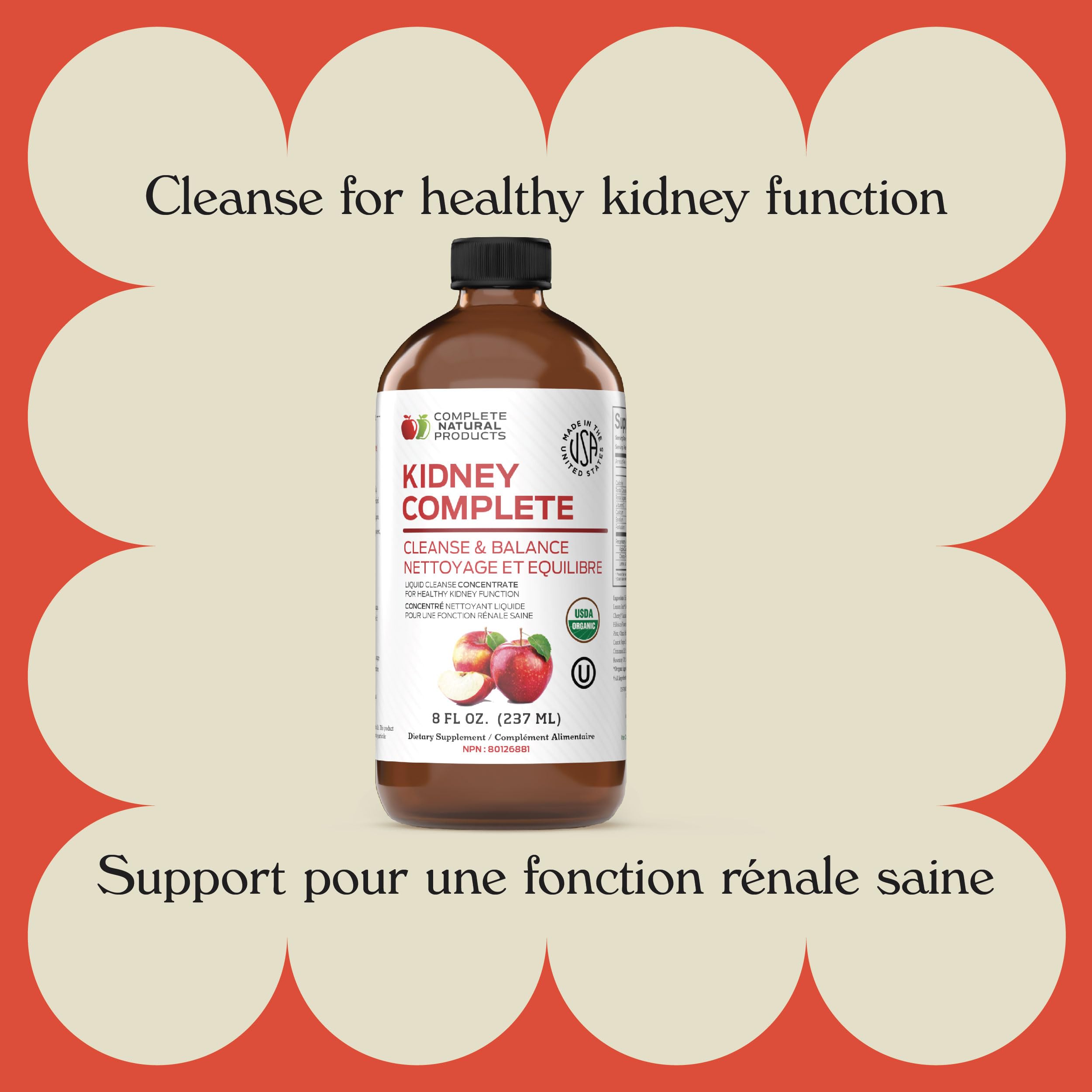 Close-up del líquido Kidney Complete de Complete Natural Products que muestra su textura y mezcla fácil