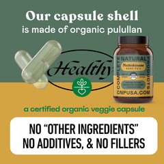 Complete Natural Products cápsula junto a moneda para comparar tamaño y facilidad de ingestión