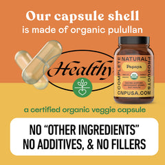 Capsulas sobre mesa junto a desayuno para apoyar digestión por Complete Natural Products