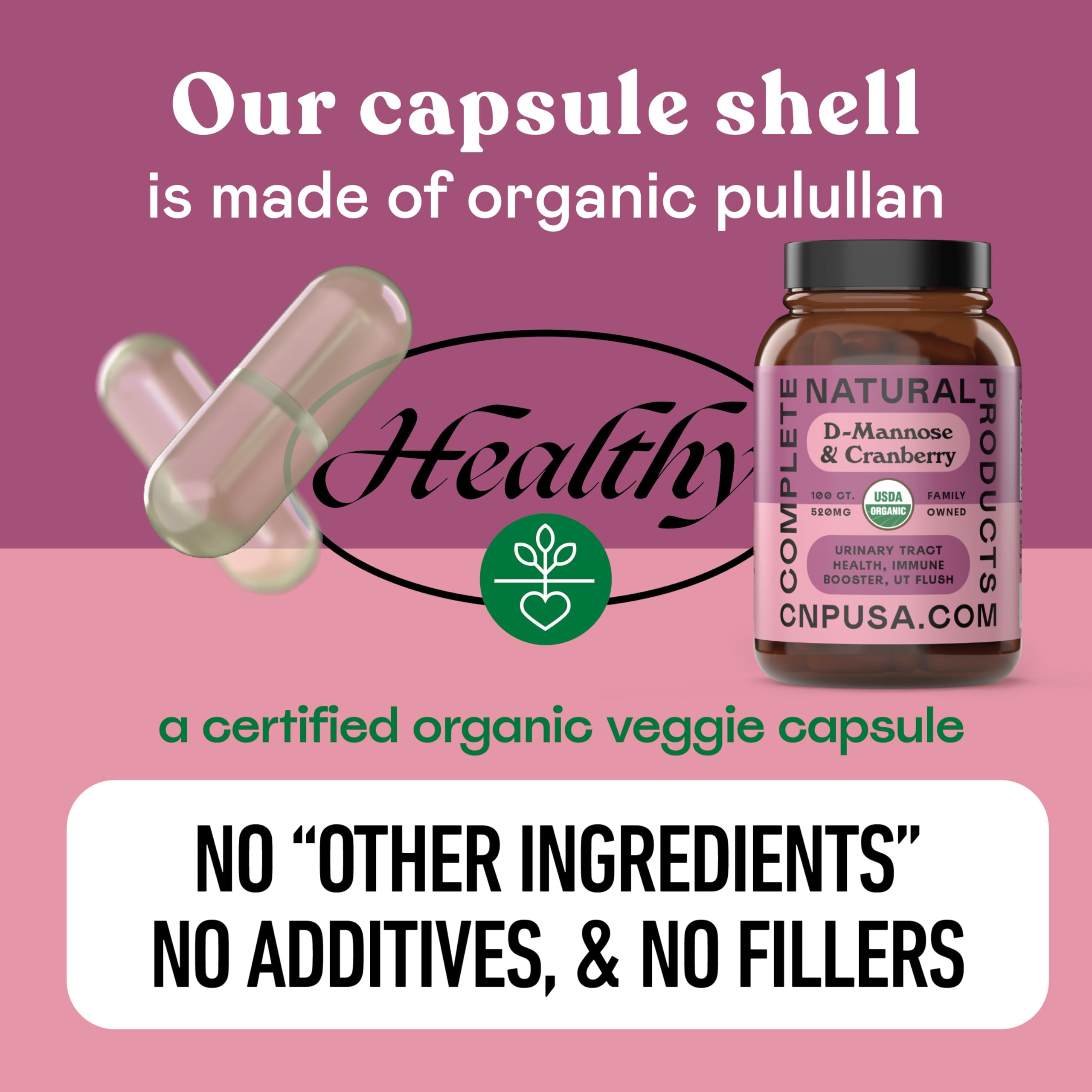 Complete Natural Products cápsula junto a un vaso de agua en uso diario