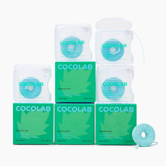 Cocolab Cocofloss empaque frontal mostrando pack de 4 y aroma menta, limpieza confiable