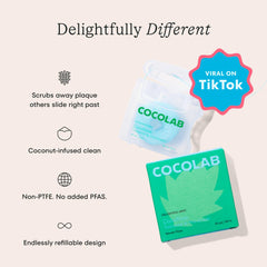 Cocolab Cocofloss detalle de textura tejida para mejor captura de placa
