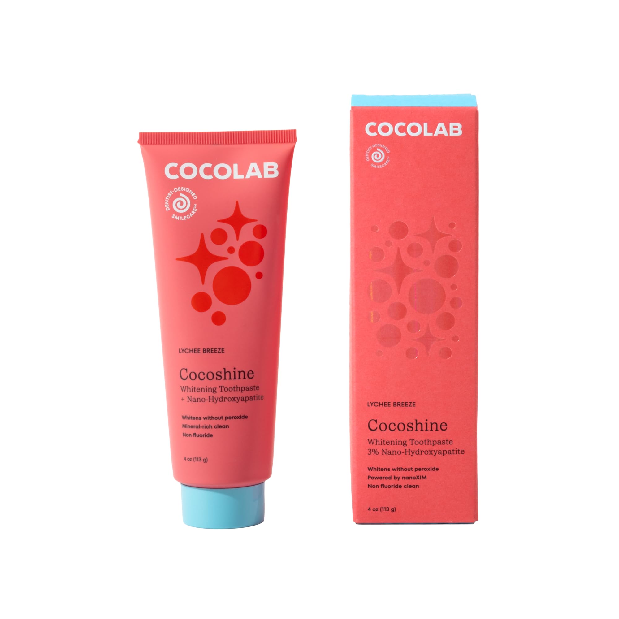 Cocolab Cocoshine frontal del empaque mostrando el diseño y beneficio blanqueante
