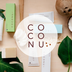 COCONU detalle de la etiqueta con ingredientes naturales claros