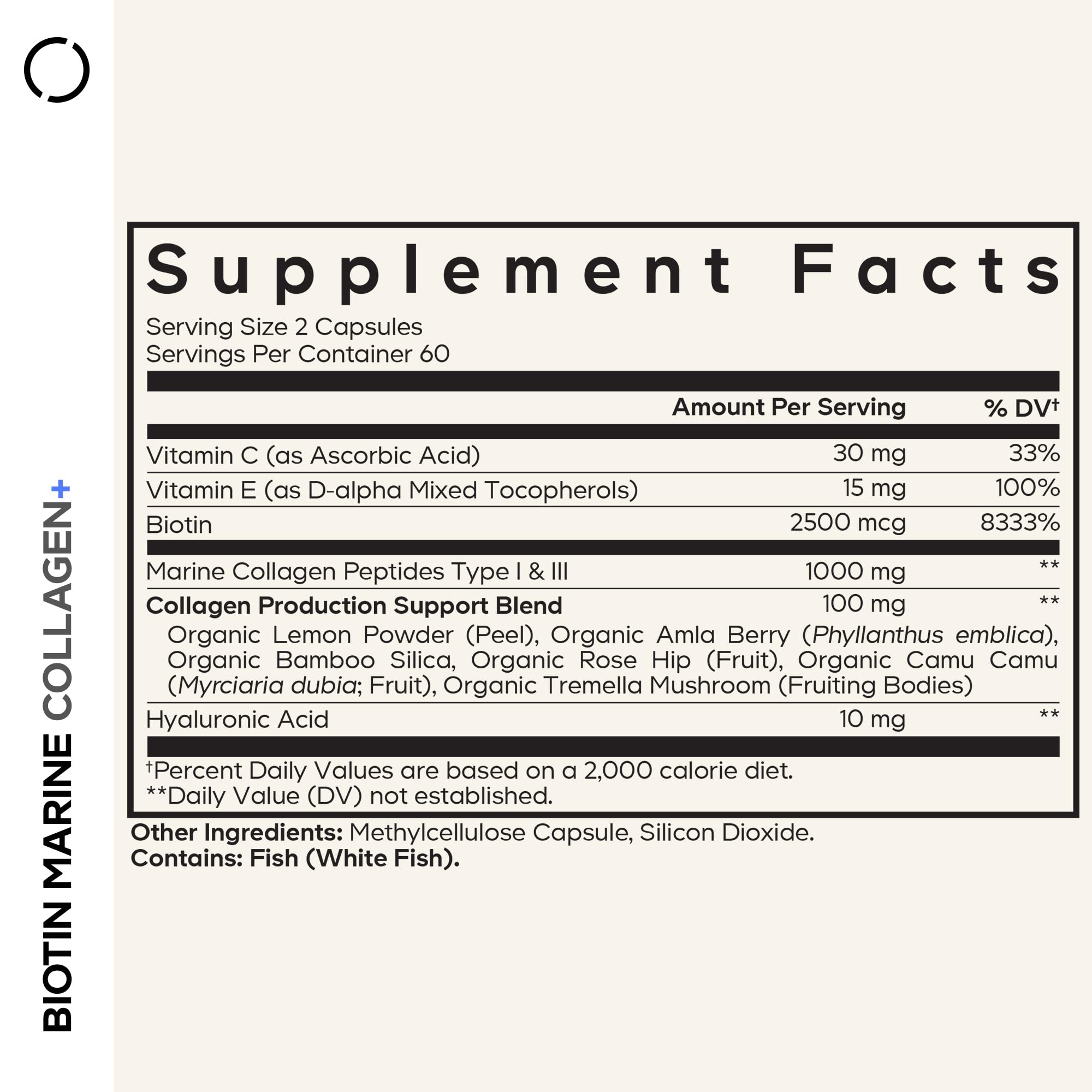 Codeage Biotin Marine Collagen: cápsulas fáciles de tragar para suplemento diario