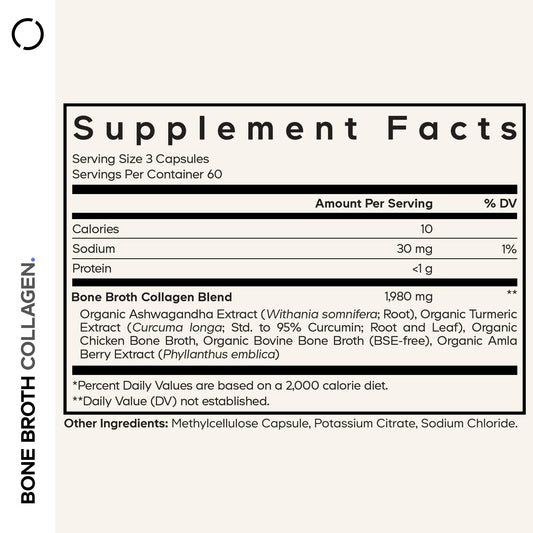 Codeage Cápsulas Caldo de Huesos, primer plano, fácil incorporación diaria.