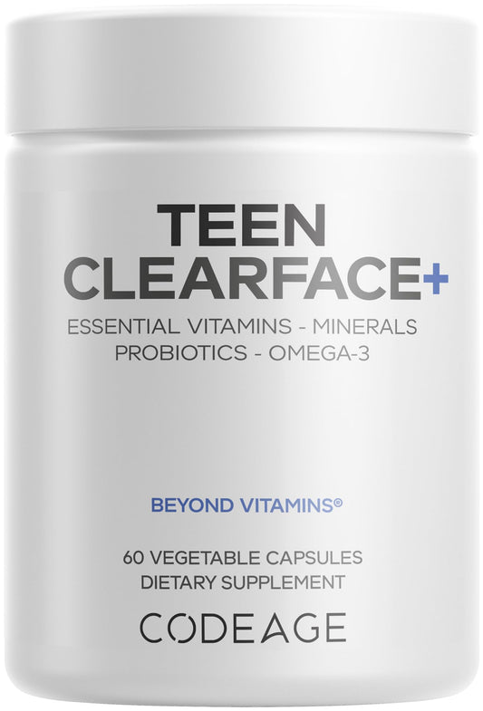 Codeage Clearface botella de cápsulas para adolescentes