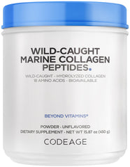 Codeage envase frontal mostrando colágeno marino y beneficio de pureza