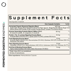 Codeage etiqueta con lista de enzimas y probióticos, claridad sobre ingredientes clave
