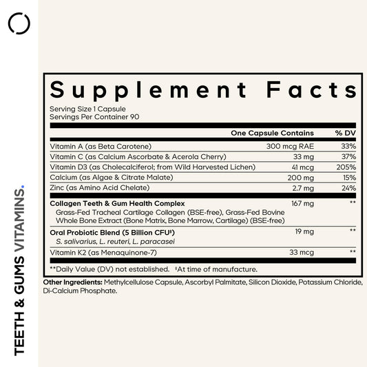 Codeage Teeth & Gums botella de 90 cápsulas para uso diario