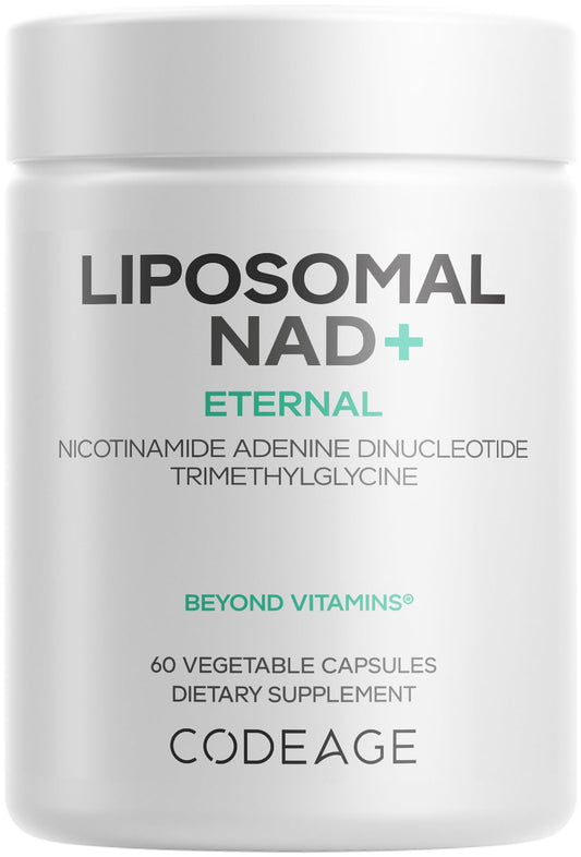Codeage frontal del envase mostrando etiqueta y beneficio de 500 mg NAD+