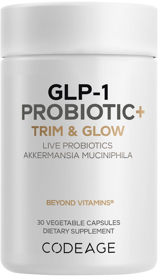 Codeage GLP-1 Probiotic+ frasco a la vista, dosis diarias para posible apoyo digestivo