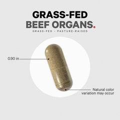 Codeage Grass-Fed Beef Organs bottle with 180 capsules for month-long regimen