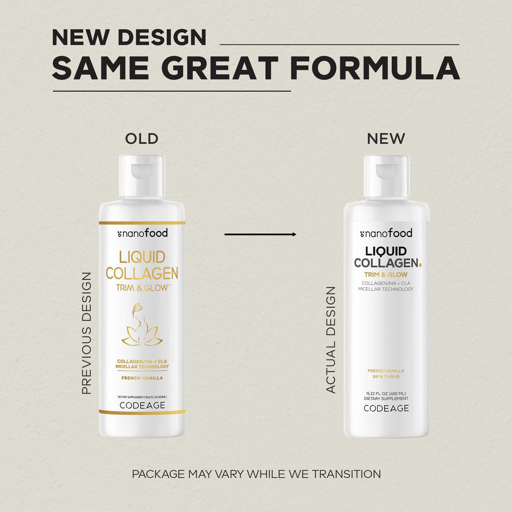 Codeage liposomico CLA HA, frasco que resalta ingredientes clave