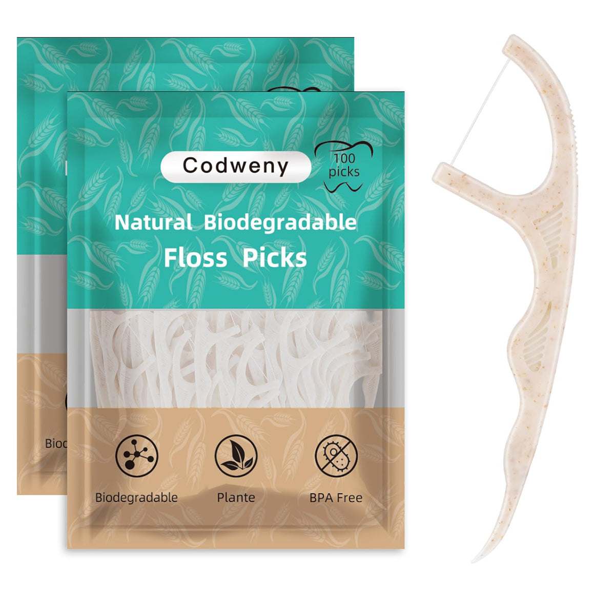 Codweny empaque frontal mostrando 200 unidades y beneficio ecológico