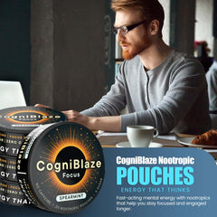 CogniBlaze pouch colocado entre labio y encía, uso discreto y sin ruido