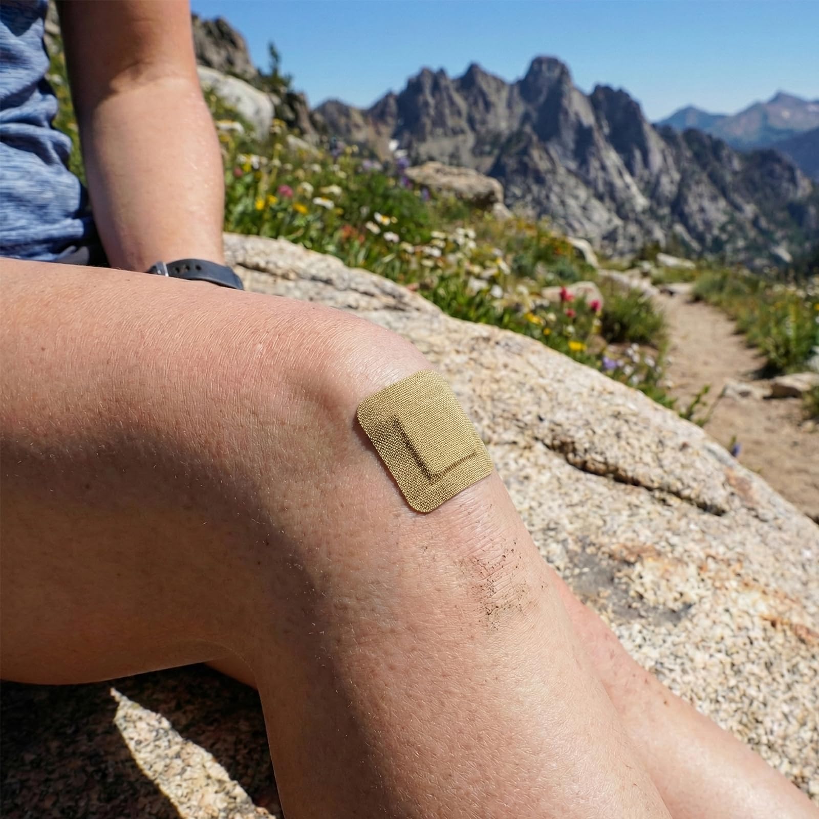 Cohortstar venda aplicada en rodilla para protección durante movimiento