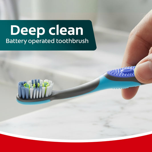 Colgate detalle del cabezal y cerdas suaves para limpieza eficaz y delicada