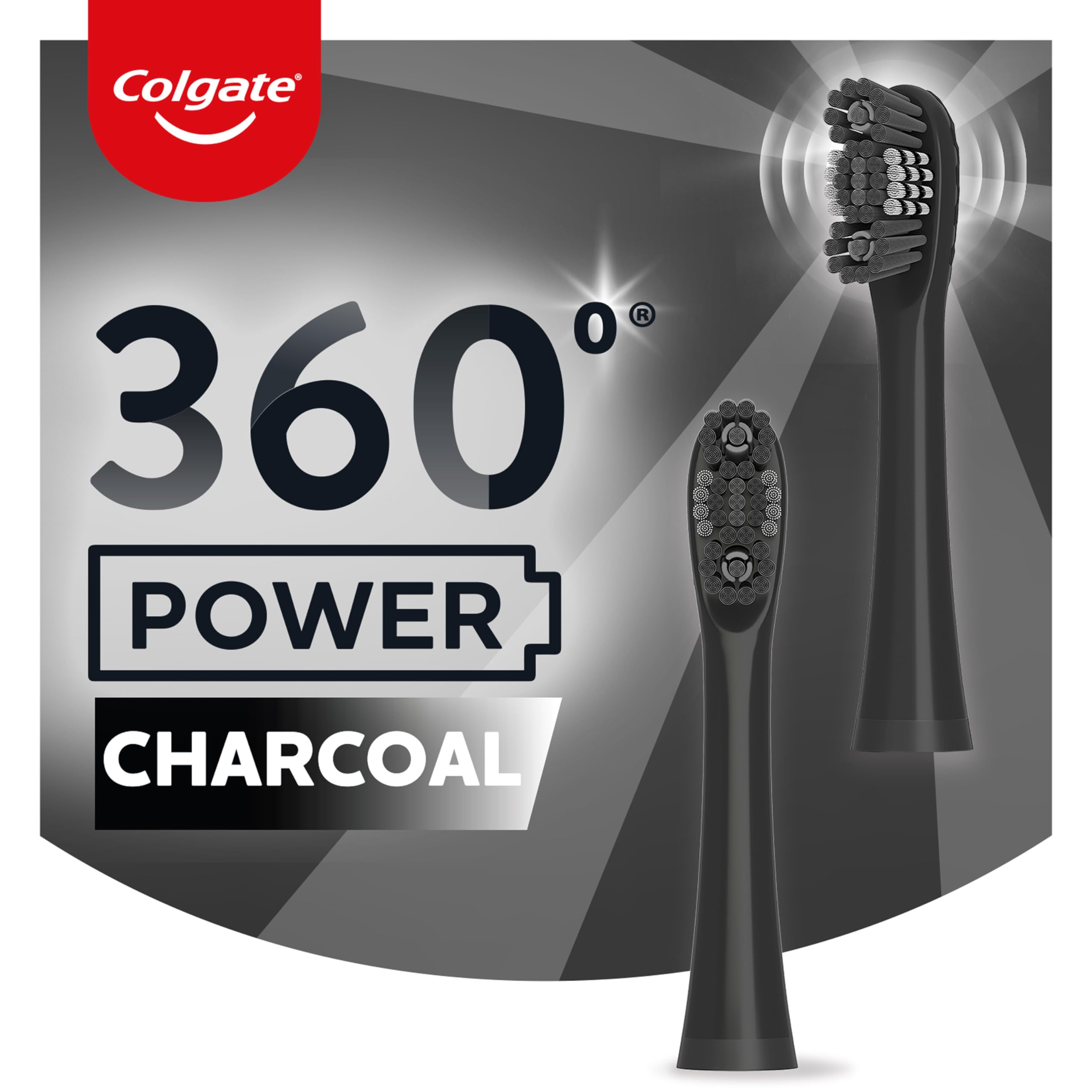 Colgate primer plano de cerdas de carbón que pulen manchas suavemente