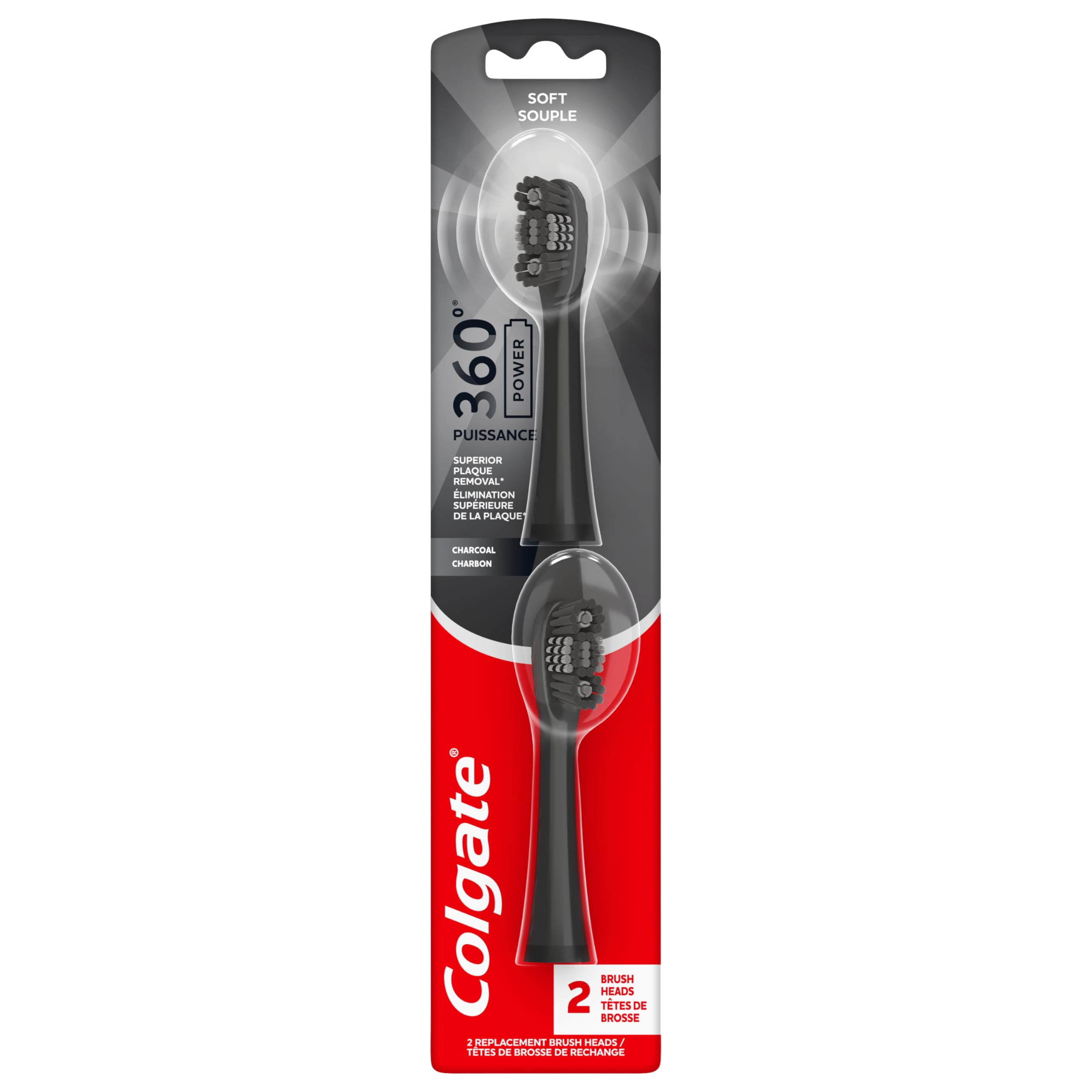 Colgate textura del cabezal que muestra cerdas y pulidor en detalle