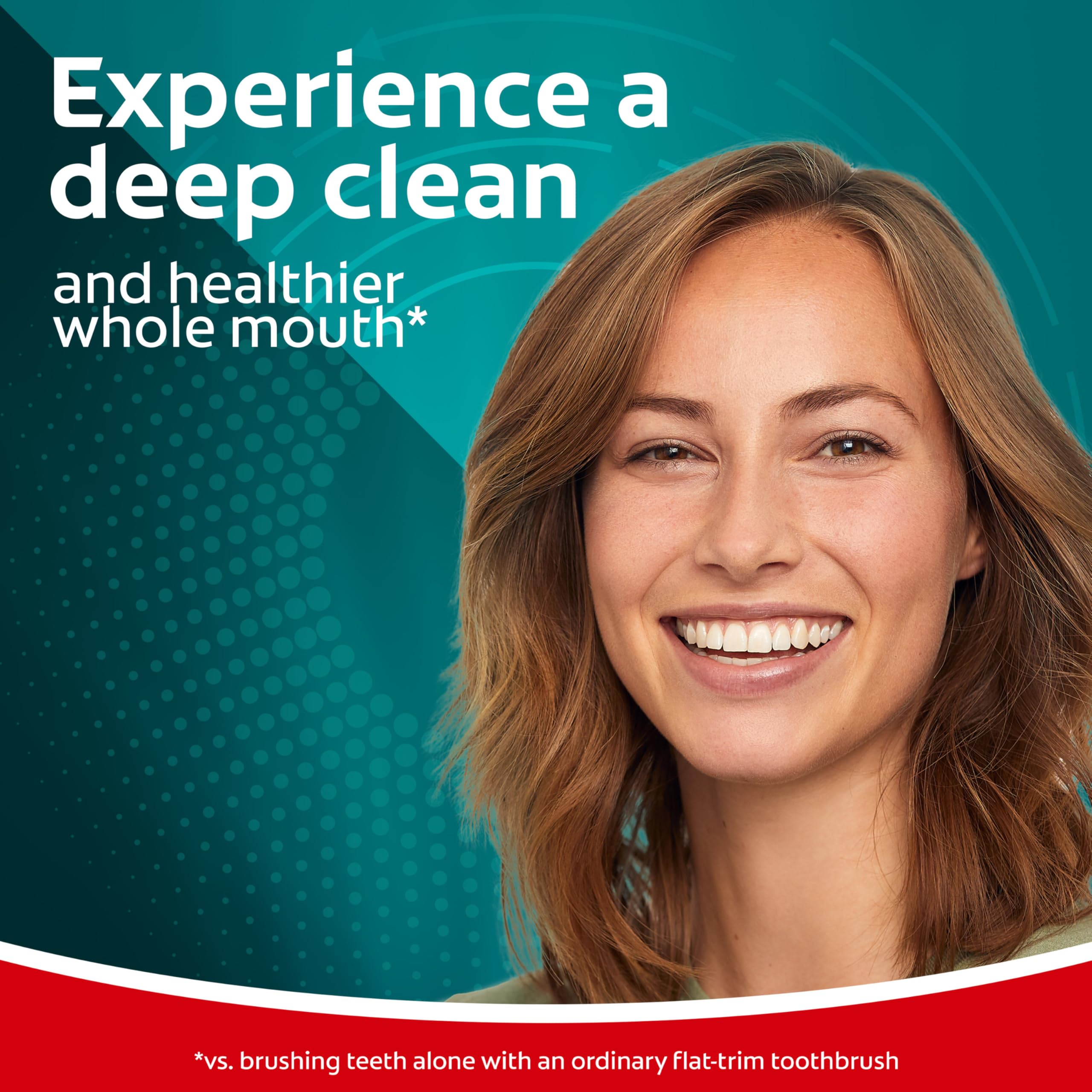 Colgate comparación de tamaño en mano para visualizar portabilidad