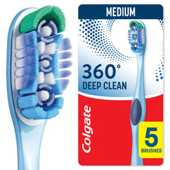Colgate imagen frontal del paquete mostrando cinco cepillos y beneficio de ahorro