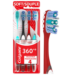 Colgate cepillos pack frontal mostrando cuatro unidades y ventaja de repuestos