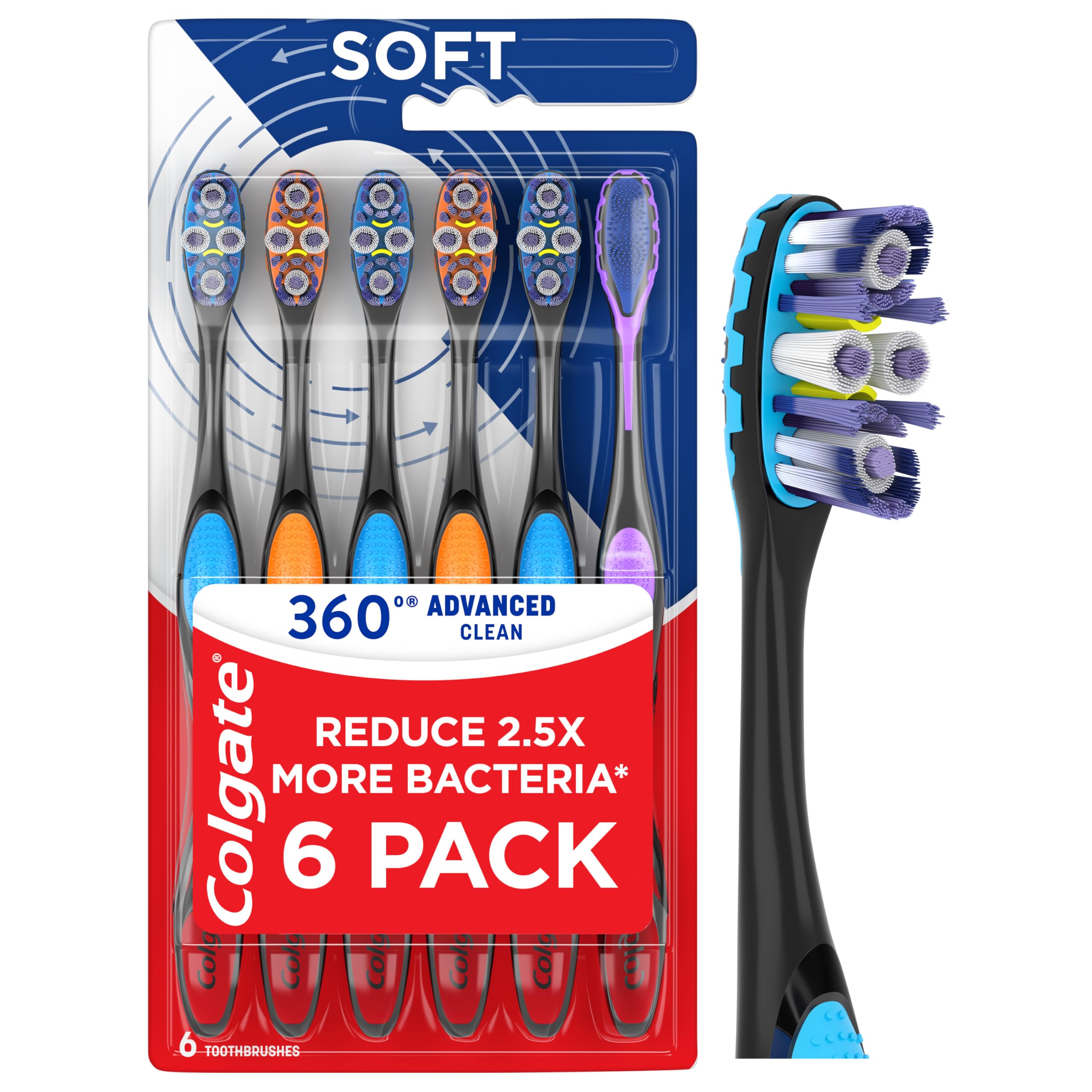 Colgate pack frontal mostrando seis cepillos para ahorro y conveniencia