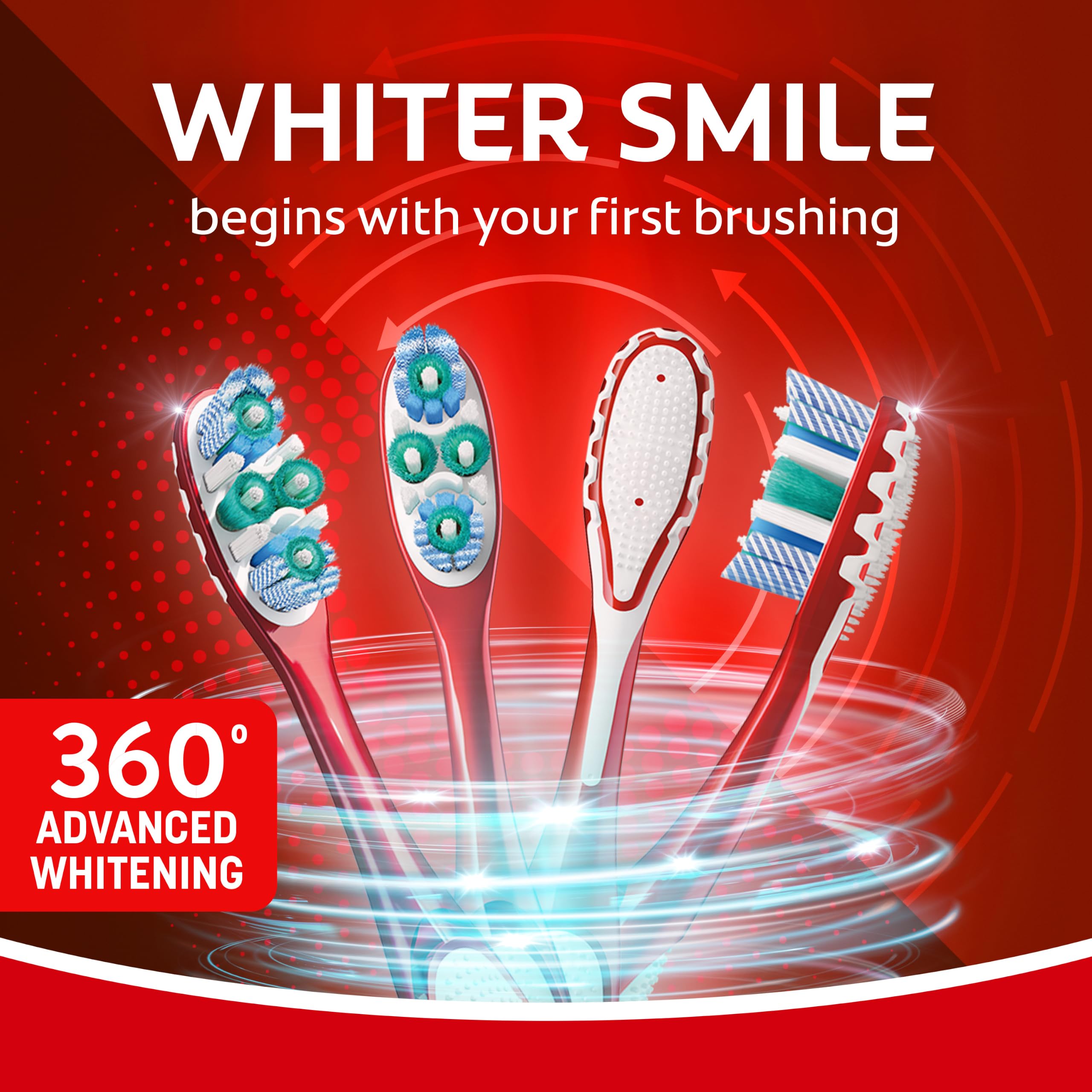 Colgate primer plano de cerdas medias que limpian encías y superficies dentales