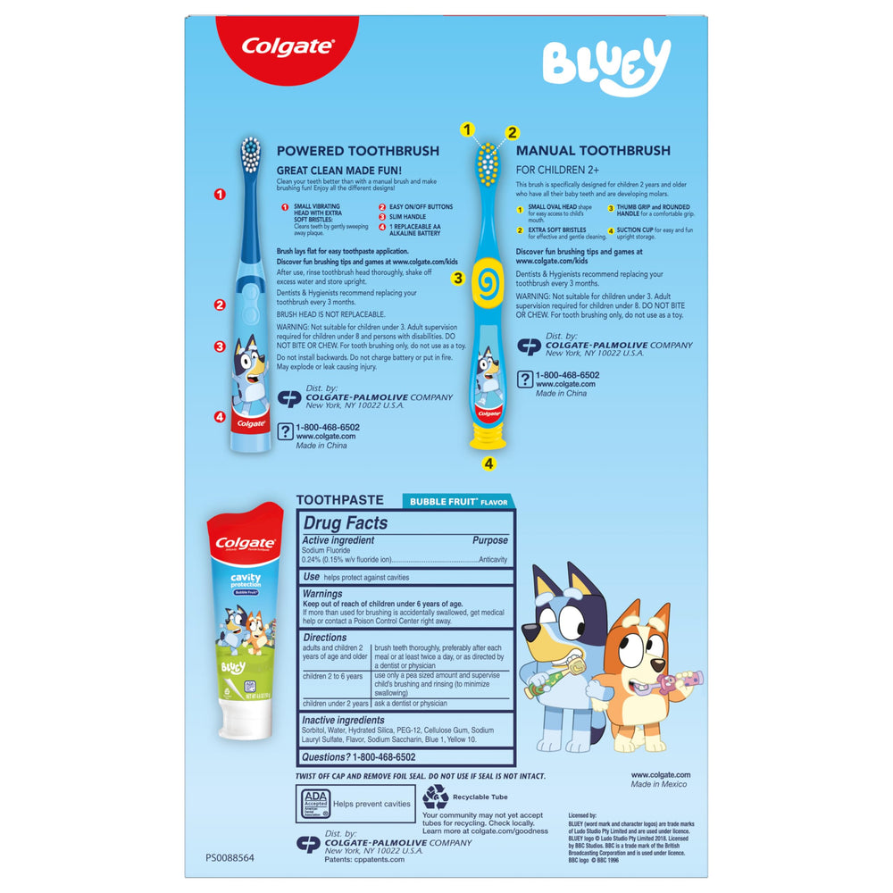 Colgate Bluey niño cepillándose promoviendo hábito saludable
