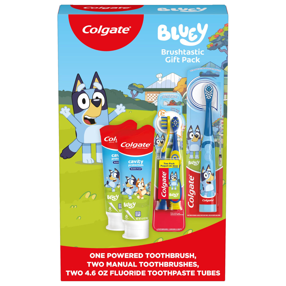Colgate Bluey paquete frontal atractivo para motivar cepillado