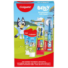 Colgate Bluey comparación de tamaño mostrando ergonomía infantil