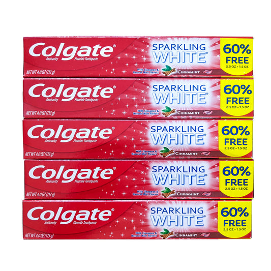 Colgate Cinnamint frente pack de 5 mostrando presentación práctica y ahorro
