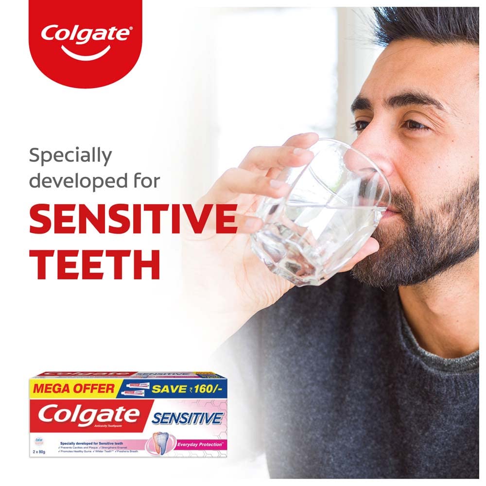 Colgate crema aplicada en cepillo, evidencia uso diario y alivio rápido