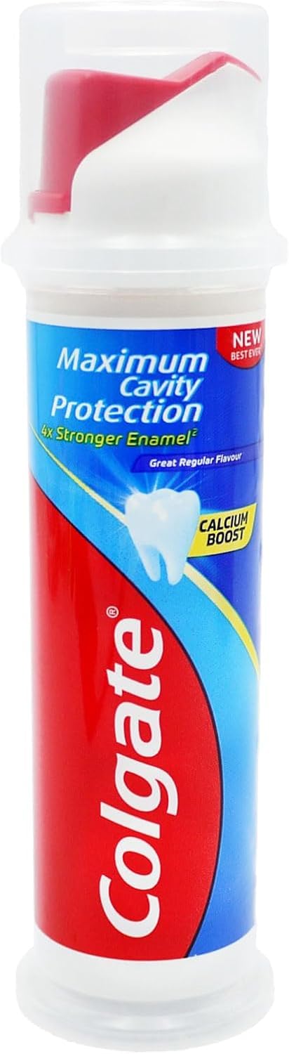 Colgate envase frontal con dosificador, uso práctico y ahorro de producto
