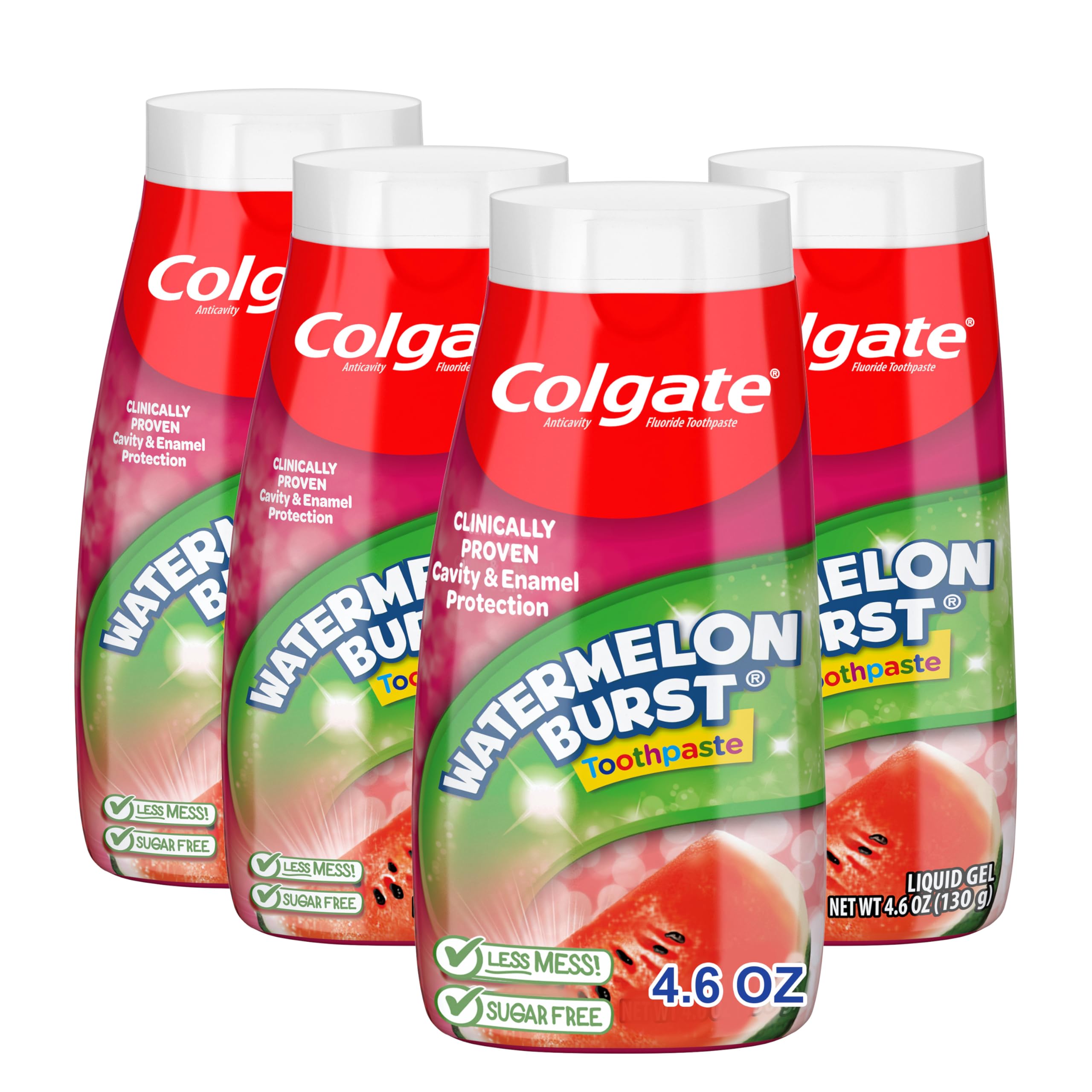 Colgate frente del empaque colorido que atrae a los niños