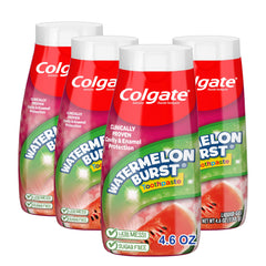 Colgate frente del empaque colorido que atrae a los niños