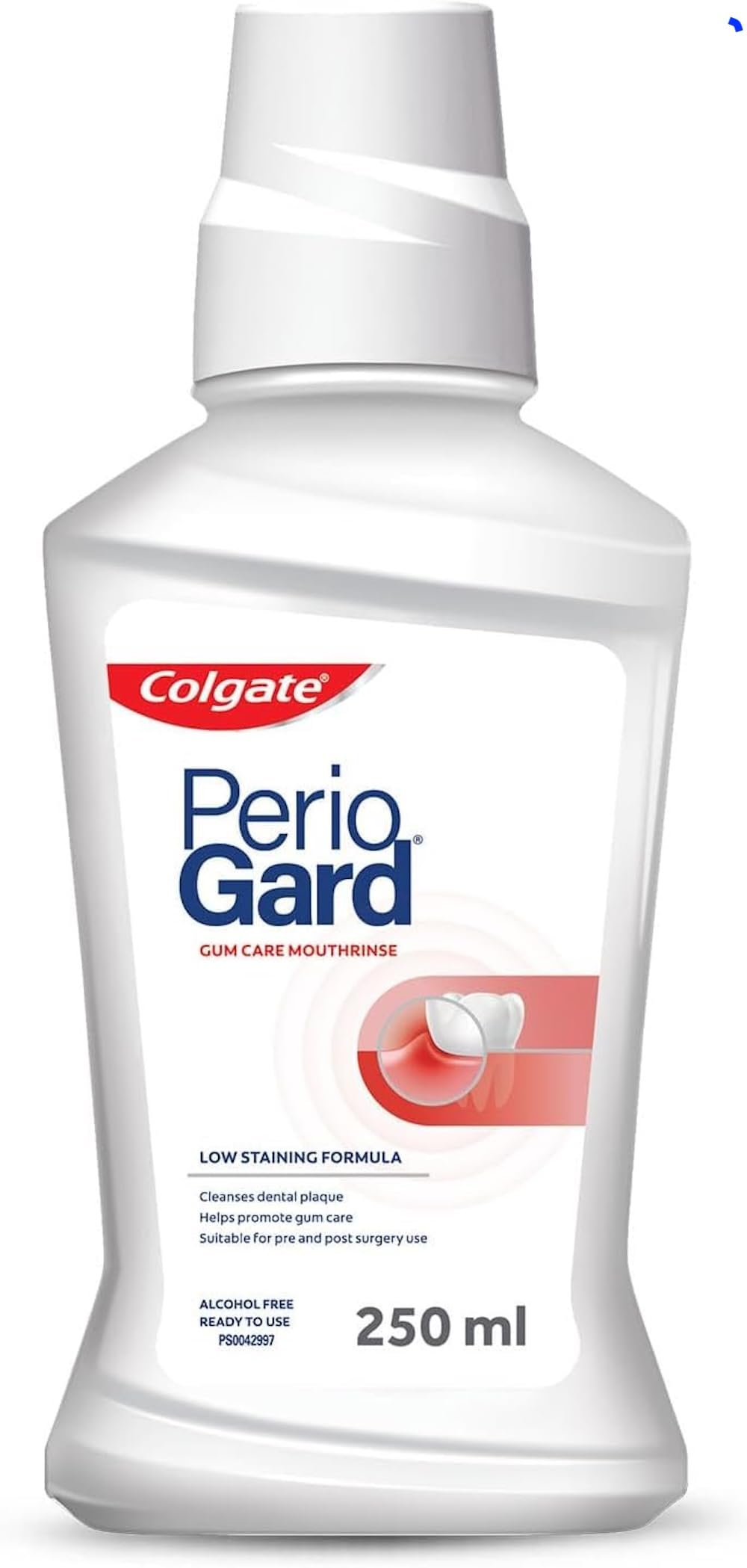 Colgate botella frontal mostrando etiqueta y beneficio de protección total