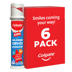 Colgate frente del empaque con bomba, práctico y fácil de usar