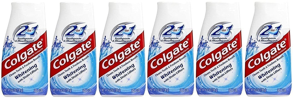 Colgate frontal del paquete mostrando formato de 4.6 oz y beneficios