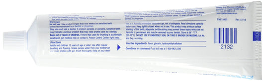 Colgate Gel-Kam textura del gel extruido desde el tubo demostrando aplicación precisa
