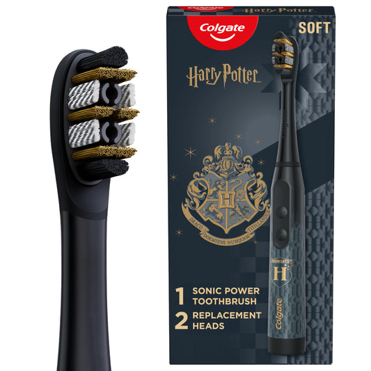 Colgate cepillo Harry Potter vista frontal con diseño adulto y beneficio de limpieza eficaz