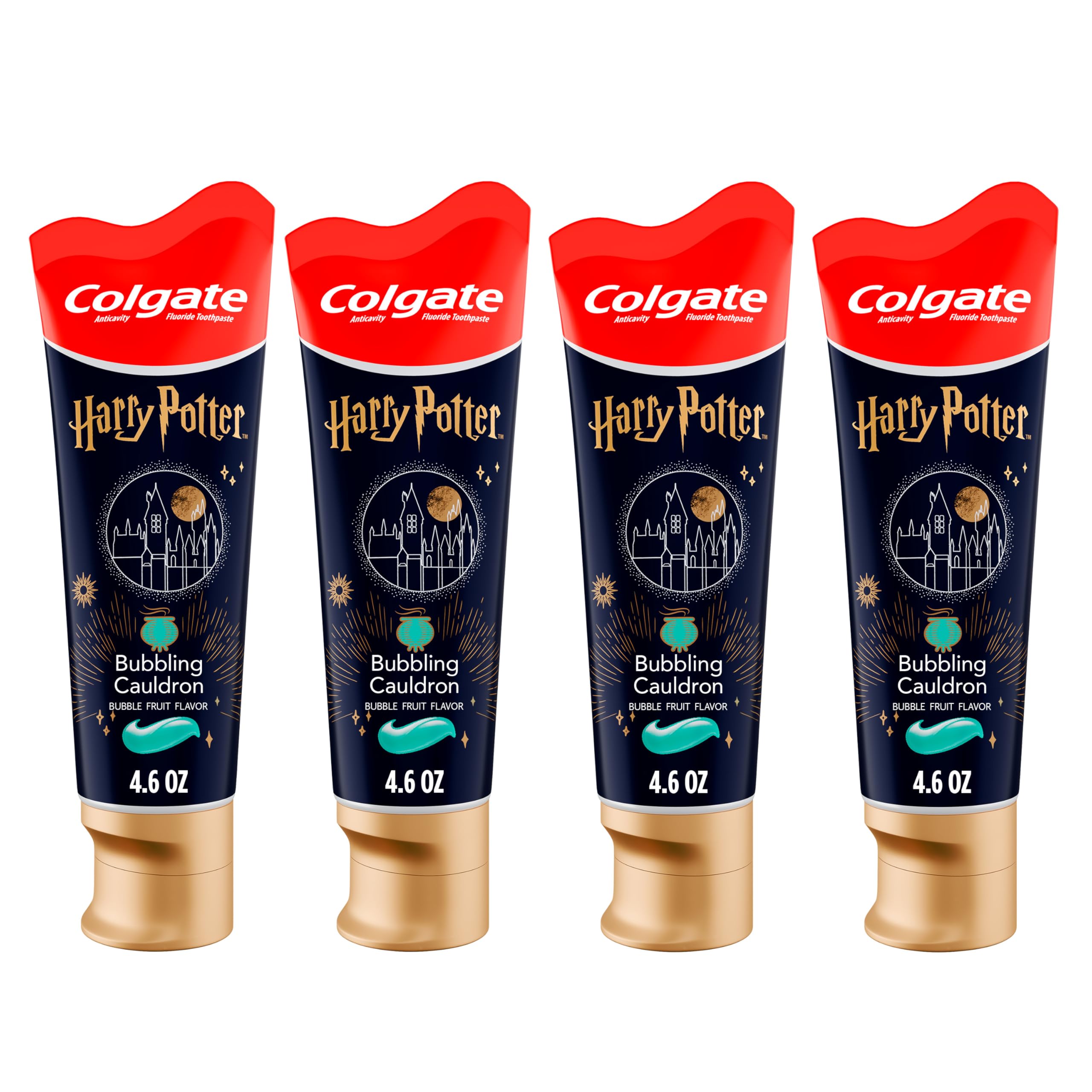 Colgate Harry Potter paquete frontal mostrando diseño y beneficio motivador