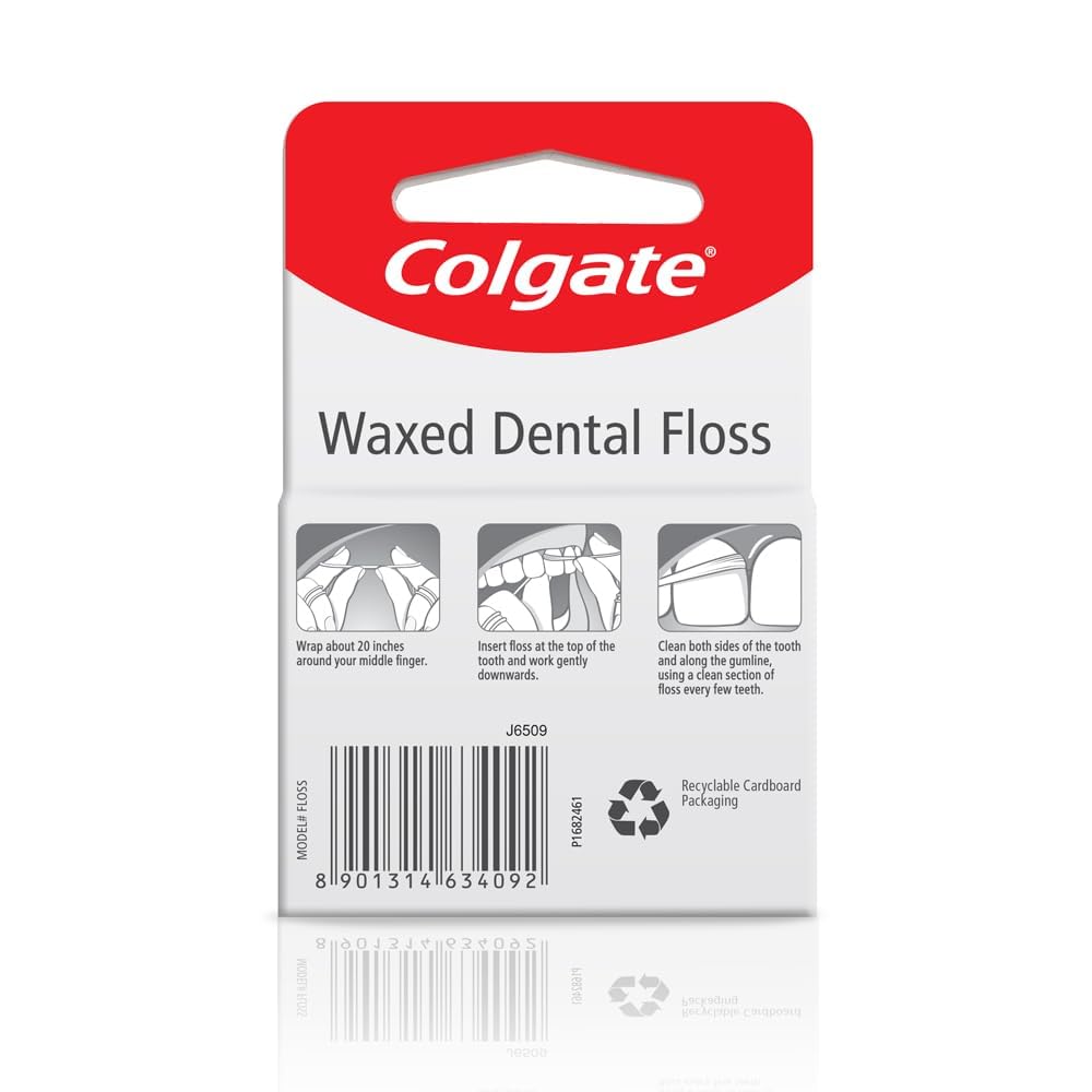 Colgate hilo dental detalle de la textura encerada para un deslizamiento fácil