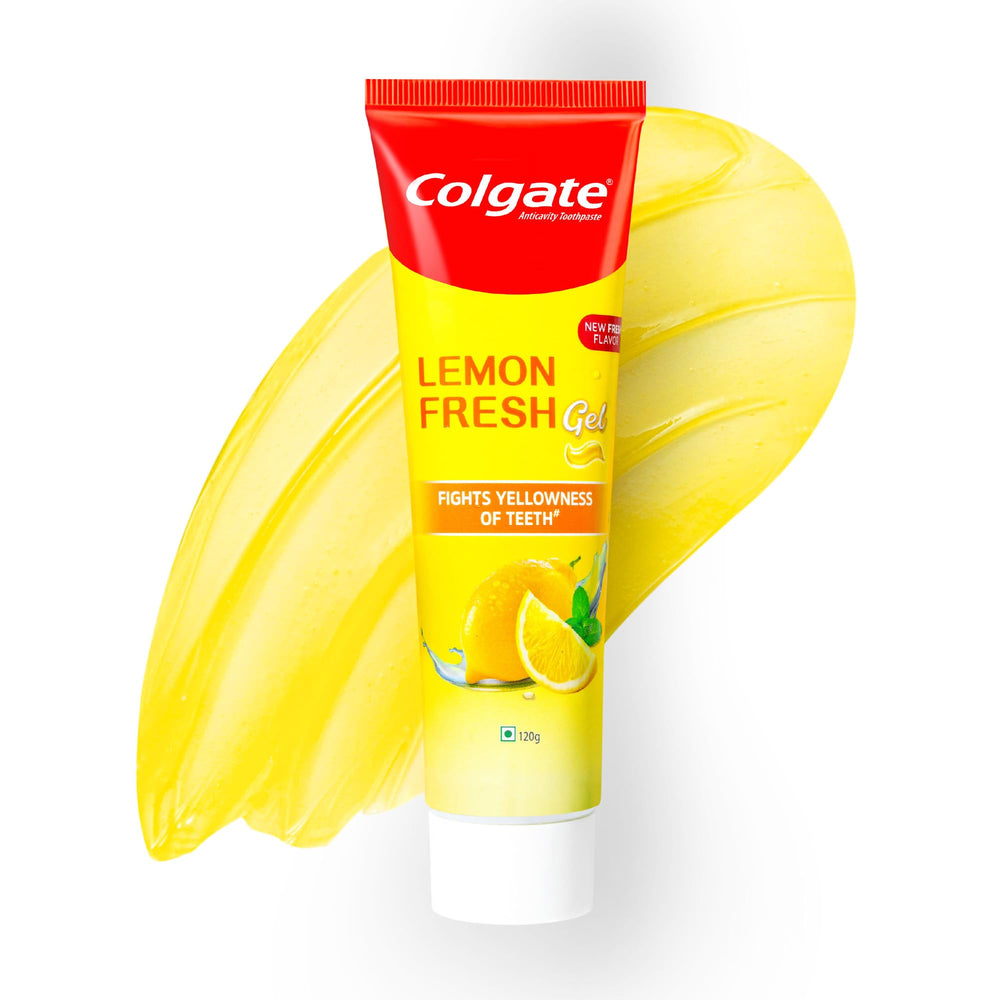 Colgate gel frente del empaque mostrando 120 g y beneficio refrescante