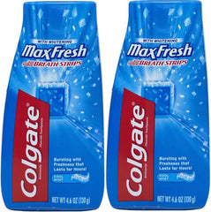 Colgate Max Fresh frente del empaque mostrando marca y beneficios de frescura