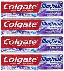 Colgate Max Fresh presentación frontal mostrando tubo y etiqueta, frescor visible