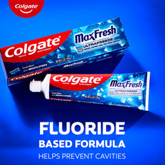 Colgate MaxFresh etiqueta con ingredientes y beneficios del flúor
