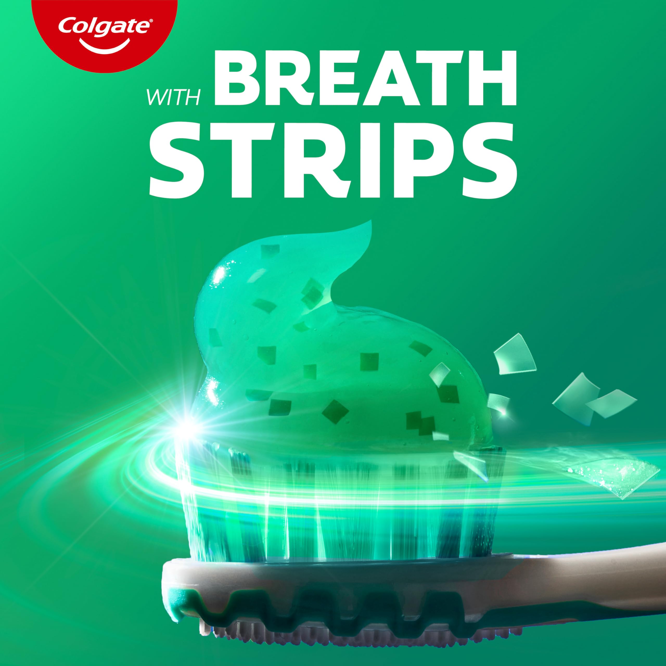 Colgate MaxFresh junto a cepillo para comparar tamaño y uso