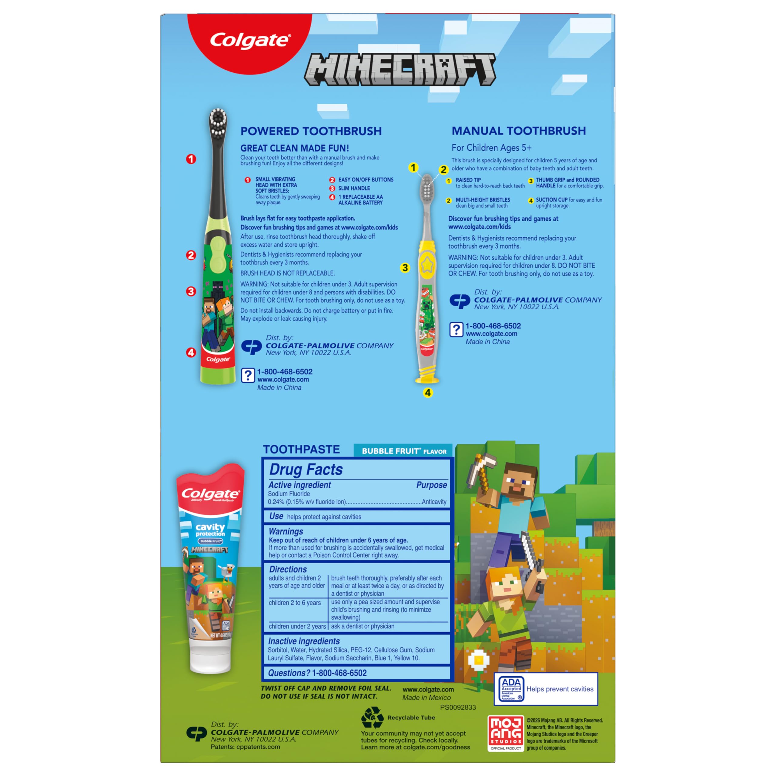 Colgate Minecraft escena en baño infantil que muestra uso cotidiano y diversión